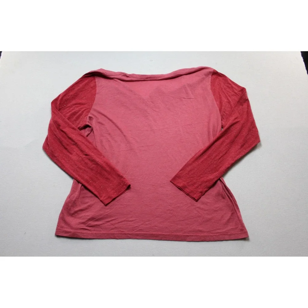 Old Navy Henley Top Womens Extra Large Red Excellent Long Sleeve Colorblock